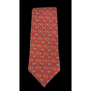 New Haven Neckwear Company Mens Red Geometric 100% Silk Tie USA Made